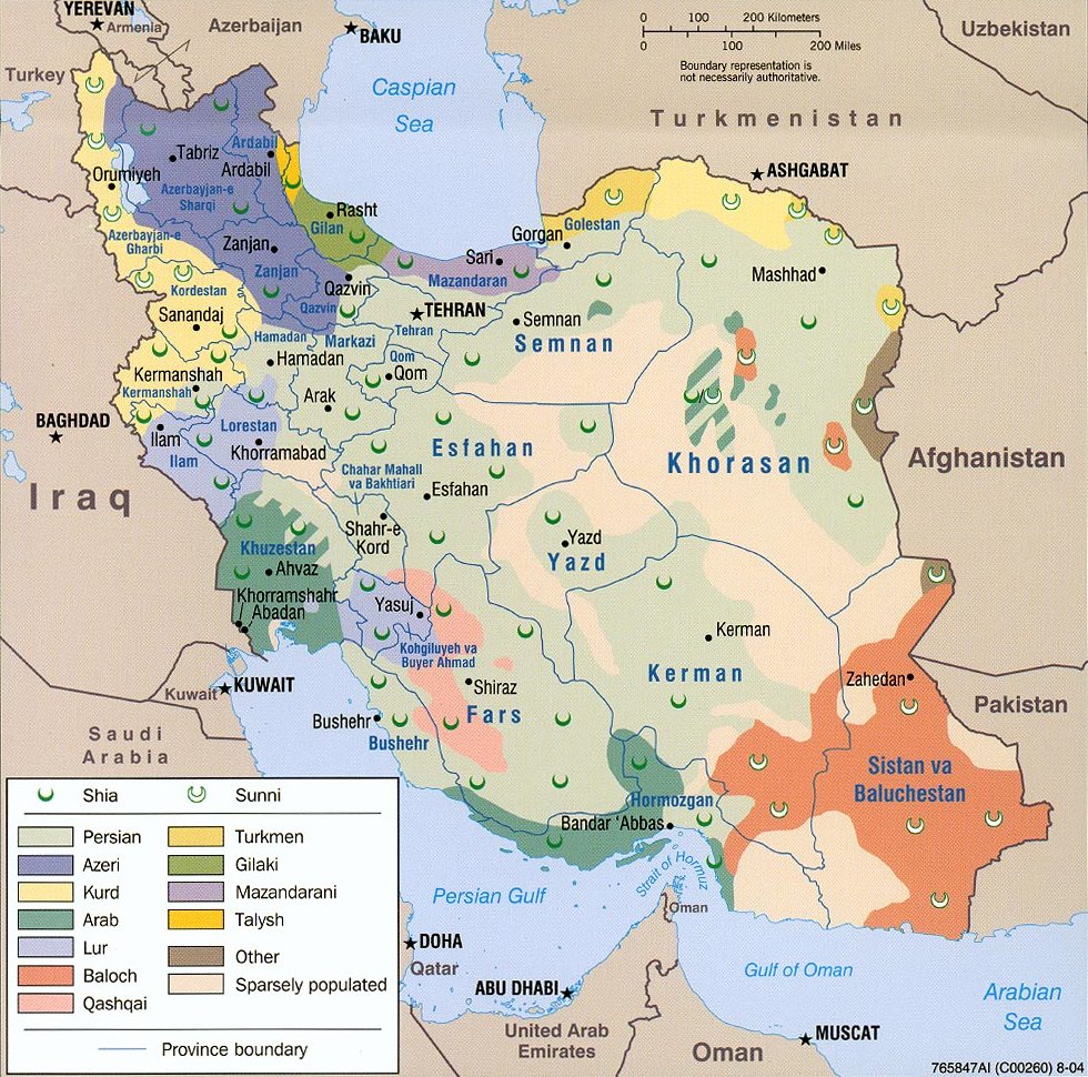 Distribution of ethnic groups in Iran