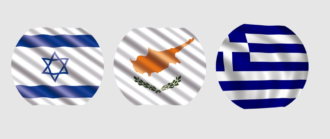 Flags of the tripartite allegiance: Israel-Cyprus-Greece
